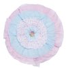 Devers Ruffles White Pink Blue Round Decor Throw Pillow