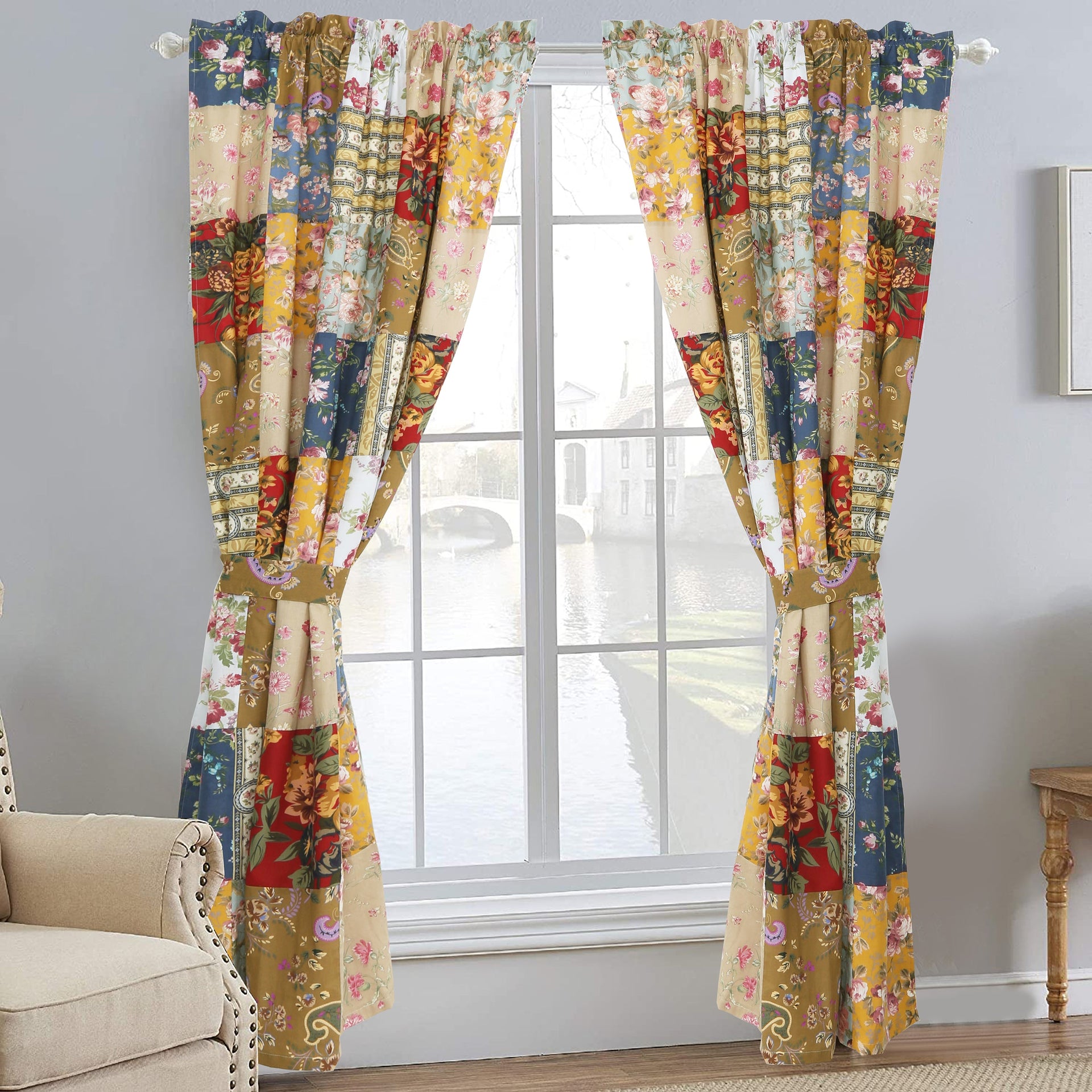 Ryleigh Floral Real Patchwork Country Garden Fall Flowers Paisley 3-Piece Cotton Reversible Quilt Bedding Set