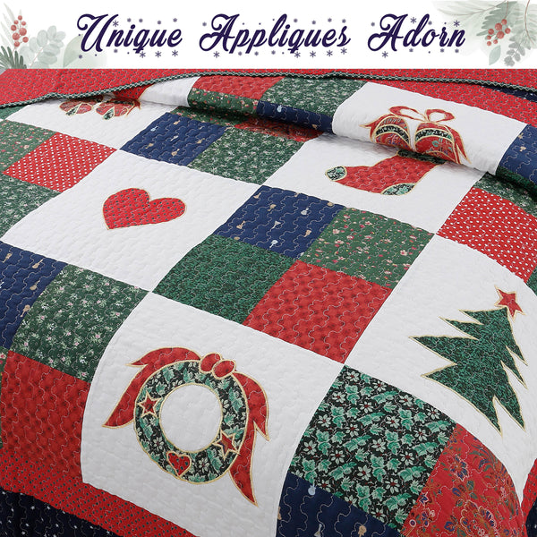 Merry Christmas Reversible Quilt Bedding Set