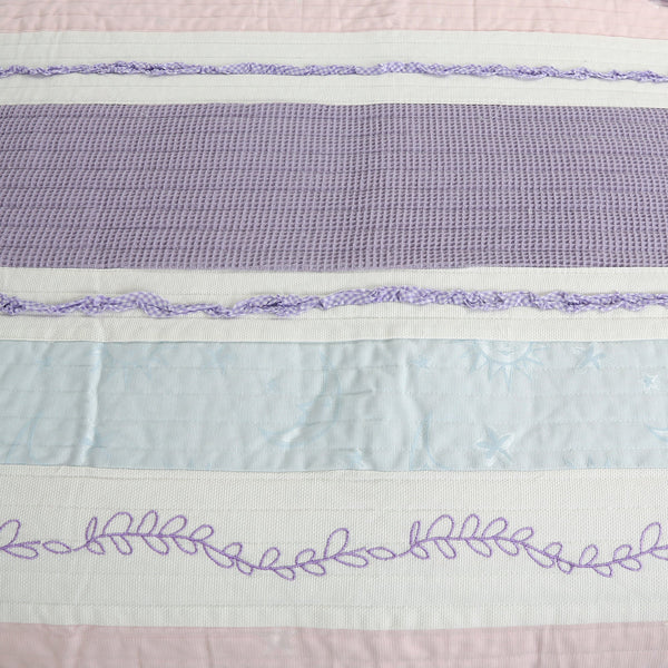 Lavender Pink Blue Chic Ruffle Girl Cotton Reversible Quilt Bedding Set