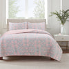 Millennial Pink Floral Majesty Medallion Queen 3-Piece Reversible Quilt Bedding Set