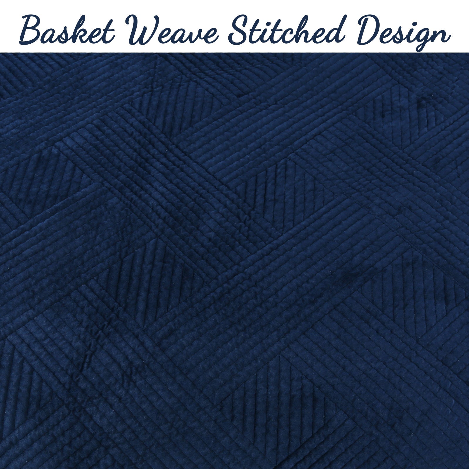 Soft Velvet Basket Weave Stripe Solid Blue or Grey 3-Piece Reversible Quilt Bedding Set