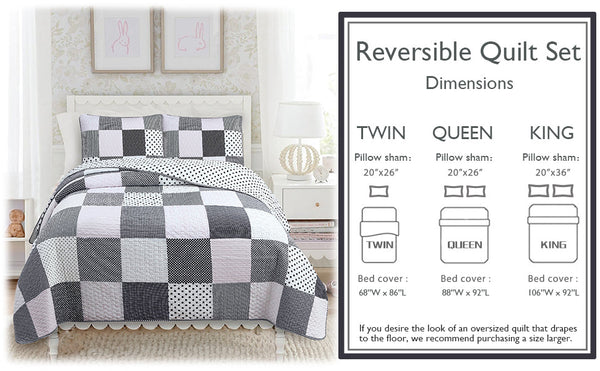 Halftone Black White Subtle Pink Polka Dot Patchwork Cotton Quilt Bedding Set