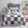 Halftone Black White Subtle Pink Polka Dot Patchwork Cotton Quilt Bedding Set
