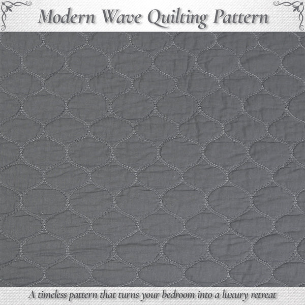 Ogee Classic Solid Chic Gray 3 Piece Cotton Quilt Bedding Set