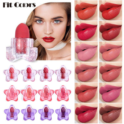 Fit Colors Pentagram Mini Lipstick Set Pentagram 12 Colors Mini Portable Capsule Lipstick