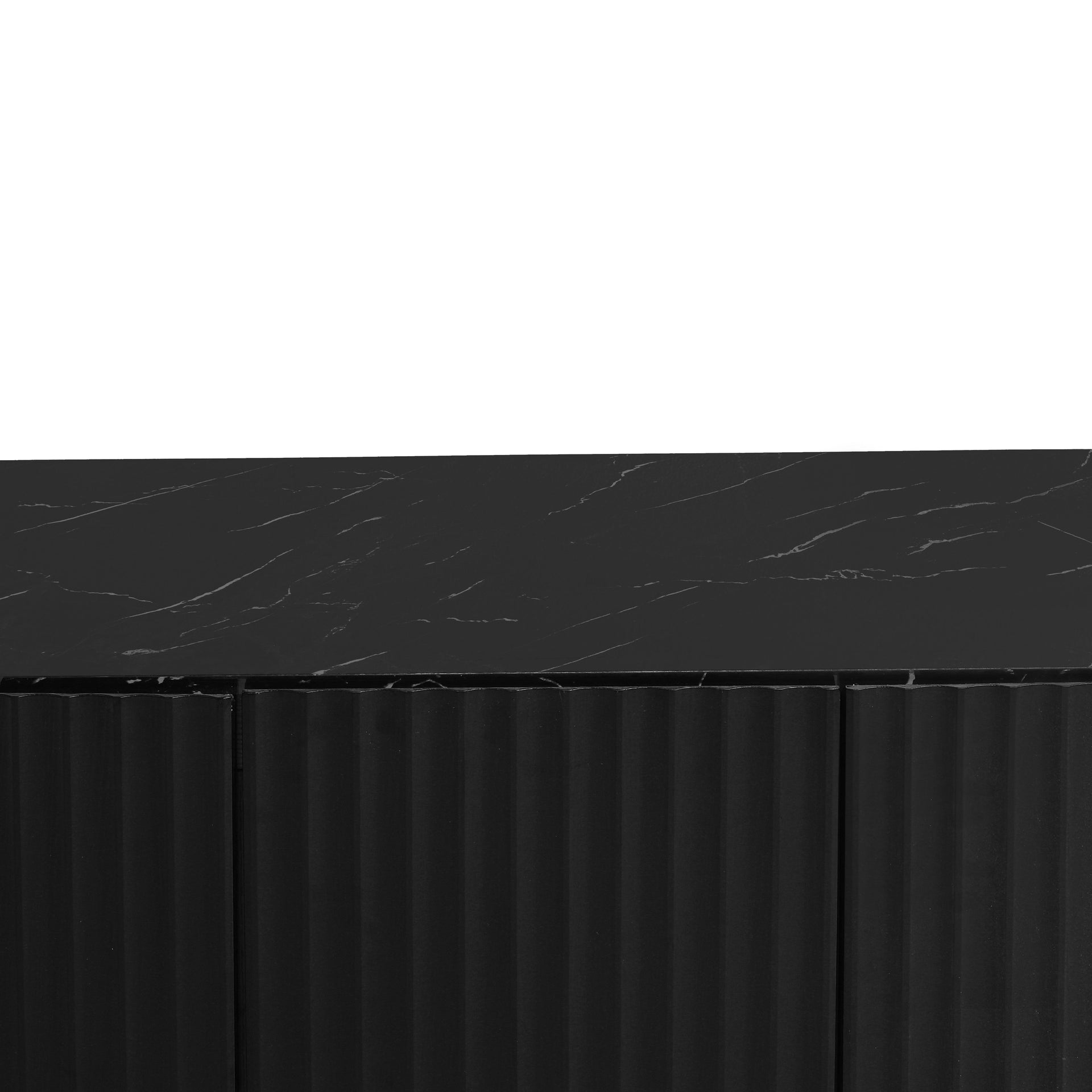 LED Carved Line 3 Door Storage Cabinet,Sideboard Buffet Cabinet With Adjustable Shelf,Large Storage Accent Cabinet