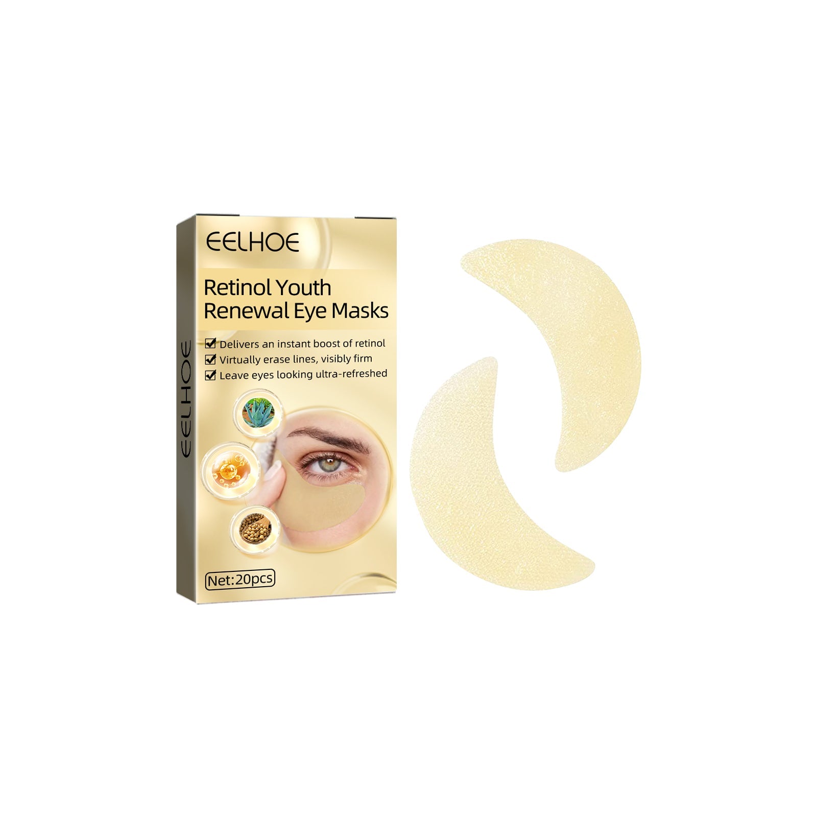 Retinol Eye Mask, Lightening And Lifting Fine Lines Around Eyes Repair Dark Circles And Eye Bags Moisturizing Eye Mask