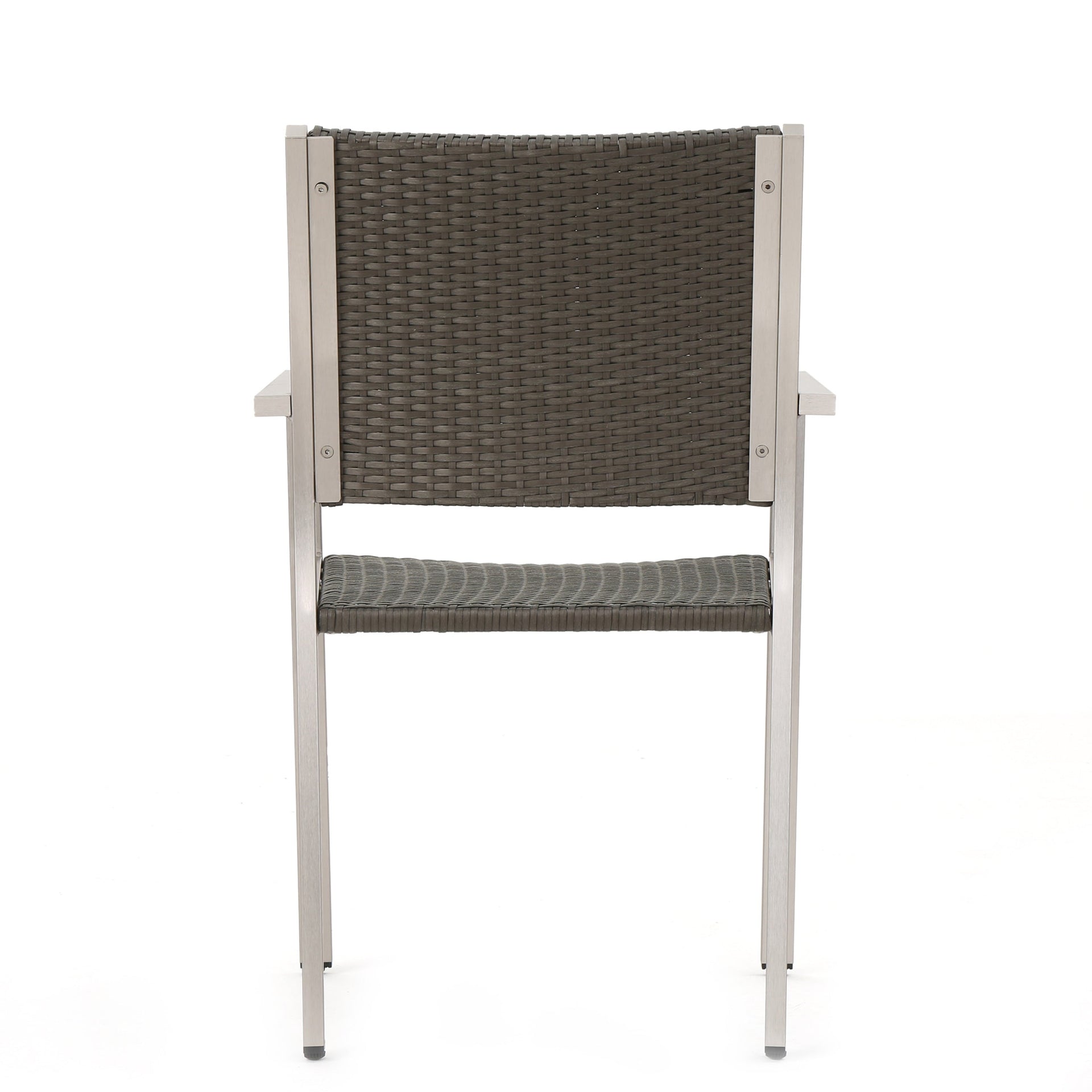 Cape Coral Outdoor Wicker Dining Chairs with Aluminum Frames, 2-Pcs Set, Grey