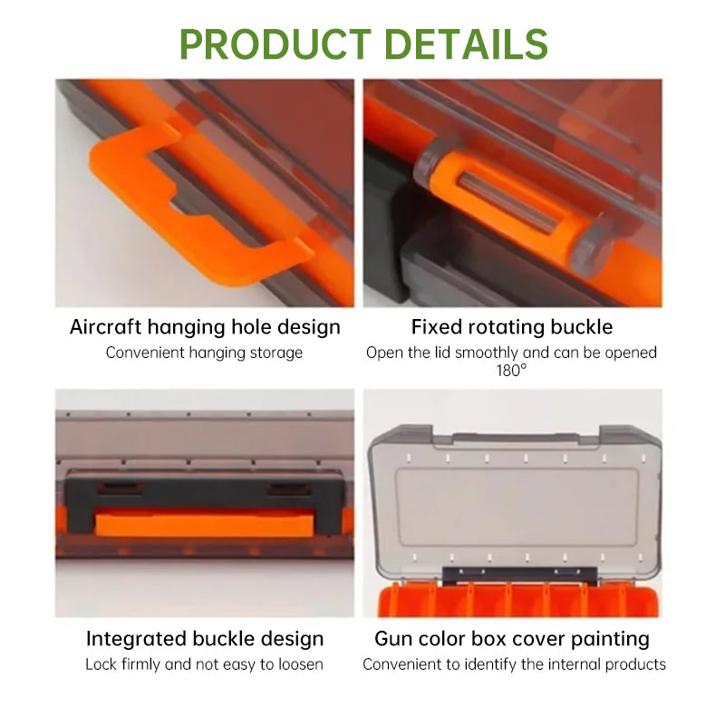 14-Compartment Fishing Tackle Box for Accessories, Lures & Hooks, Double-Sided Organizer.