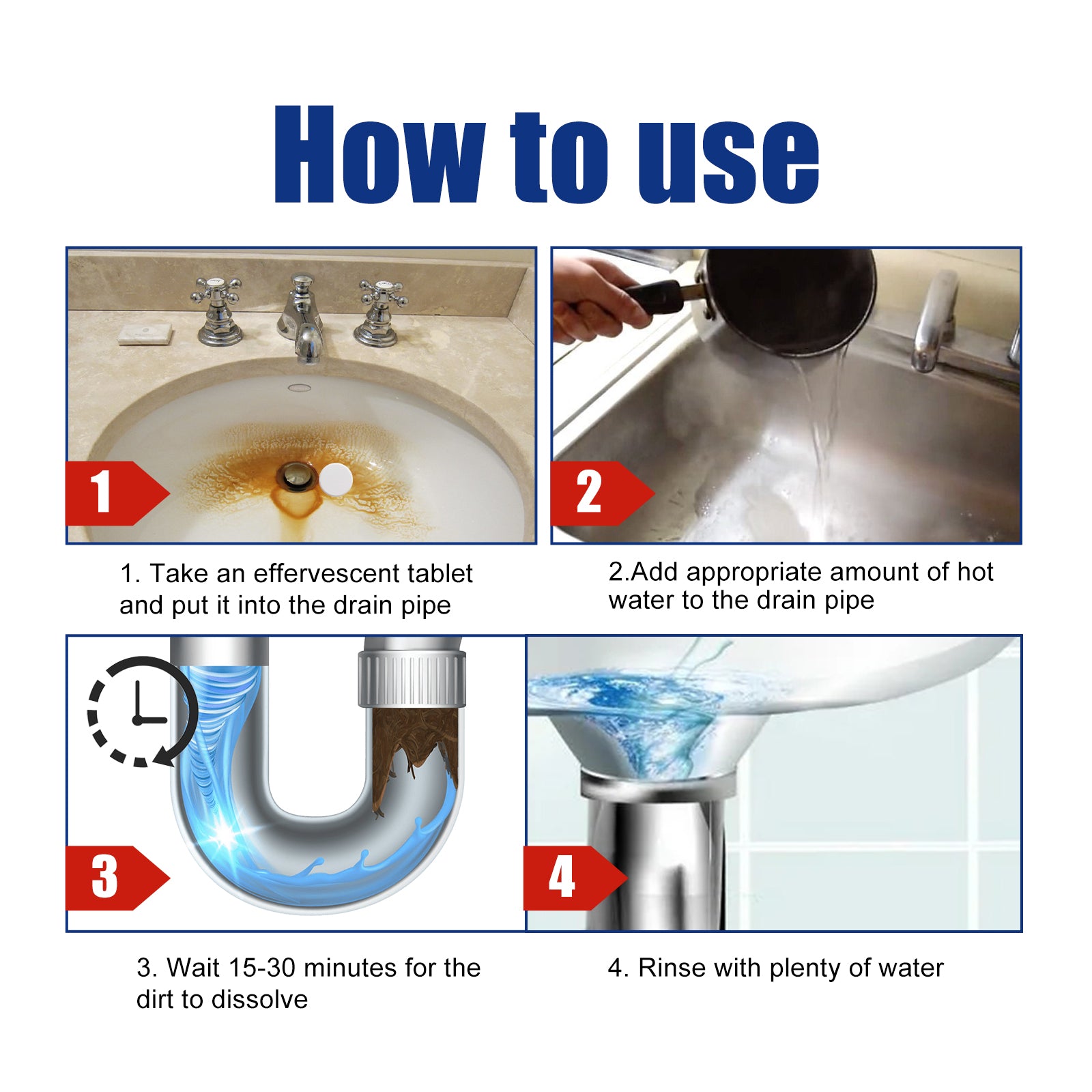 Drain Cleaner, Toilet Kitchen Drain Anti-Clogging Deodorant Dredging Cleaner