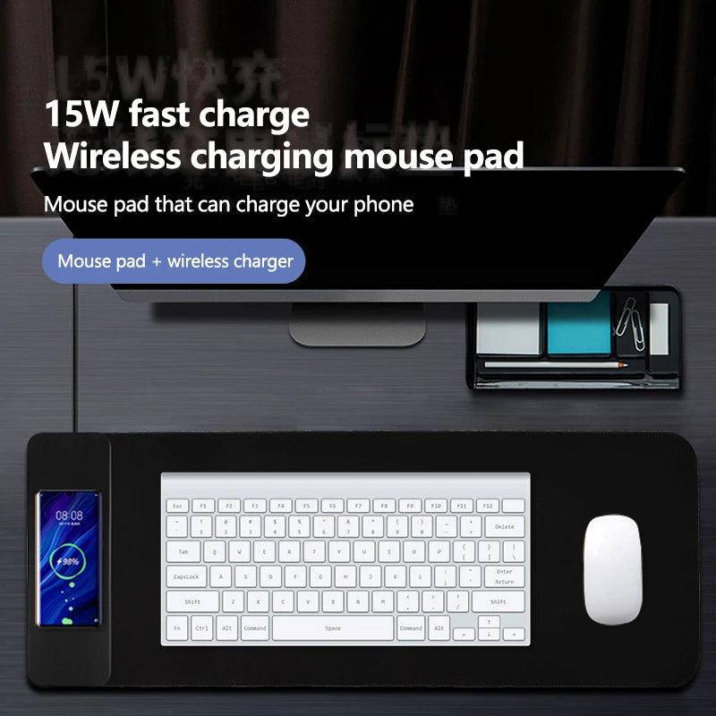 15W wireless charging mouse pad extra large fast charging computer gaming keyboard pad wireless charging rubber mouse pad