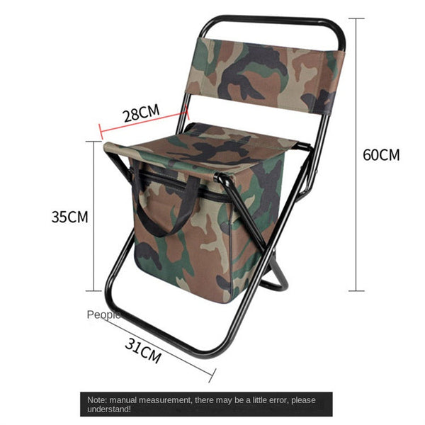 Outdoor Camping Folding Chair with Storage Backrest and Carrying Bag for Art Students' Sketching