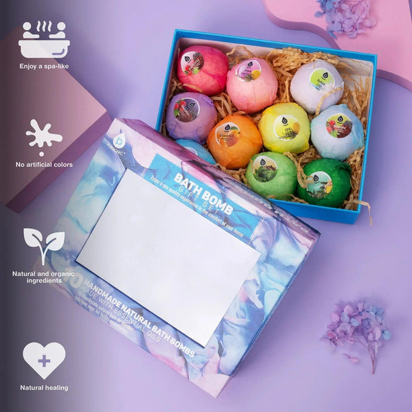 10 Pcs of Handmade, Natural and Organic Bath Bombs - Gifts for You 'n Me