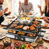 BBQ Grill with Fondue Pot Set and Adjustable Thermostats for 8 People