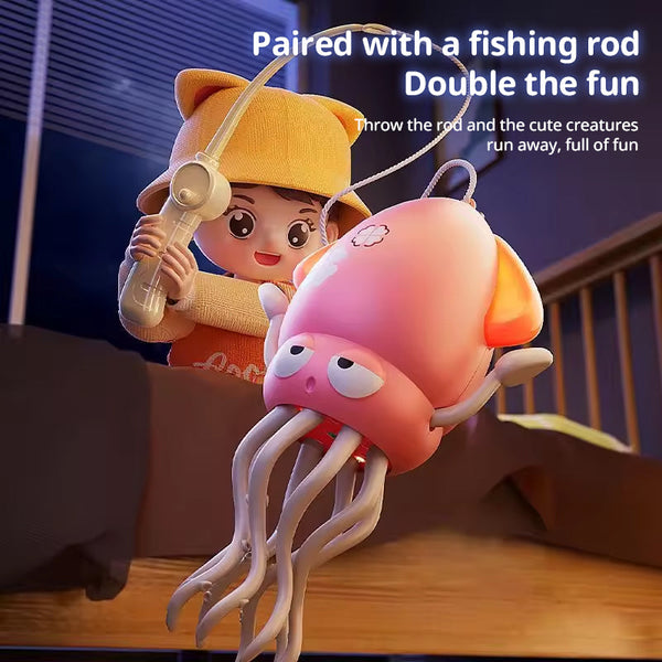 Creative Dancing Squid: auto-sense, obstacle-avoid e-pet with music, lights, rechargeable & interactive gift.