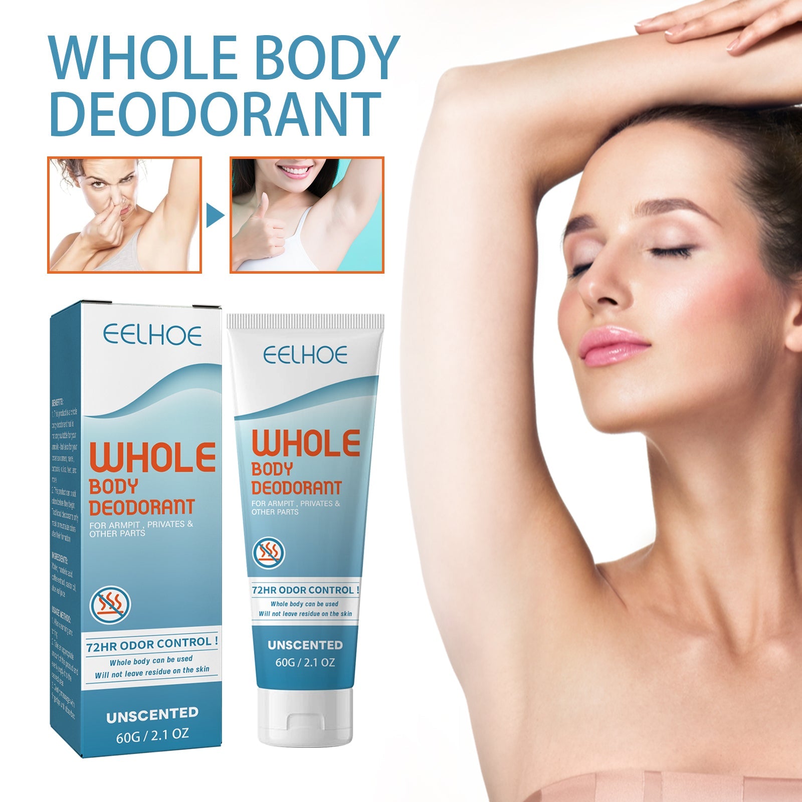 Whole Body Deodorant, Long Lasting Fragrance Clean Body Odor Body Odor Sweat Refreshing Fragrance Care Cream