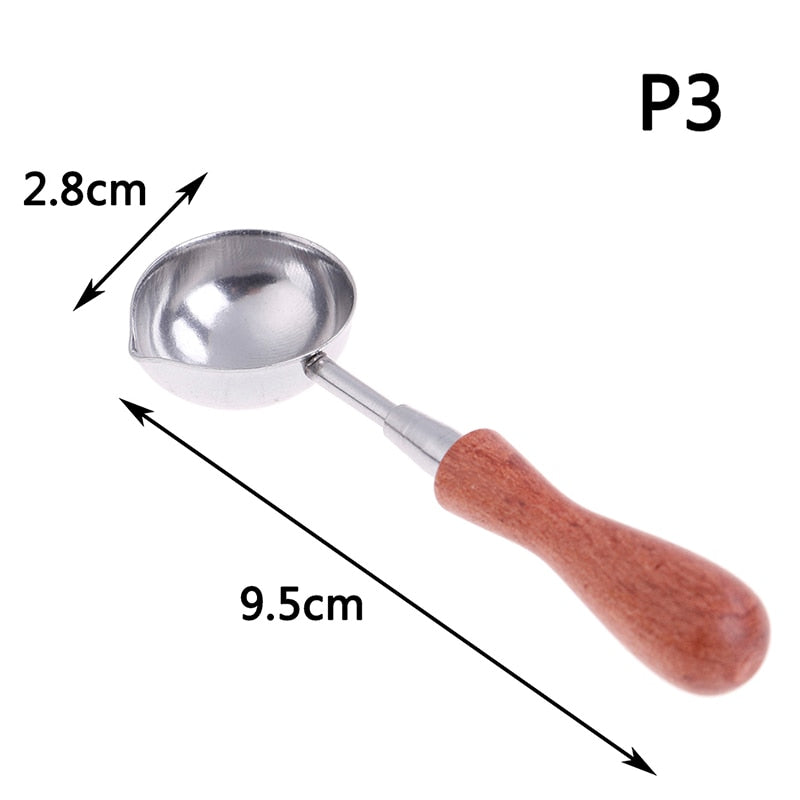 Anti-Hot Sealing Wax Spoon Wood Handle Retro Wax Stamping Spoons Invitation Cards Decorative Stamps Craft