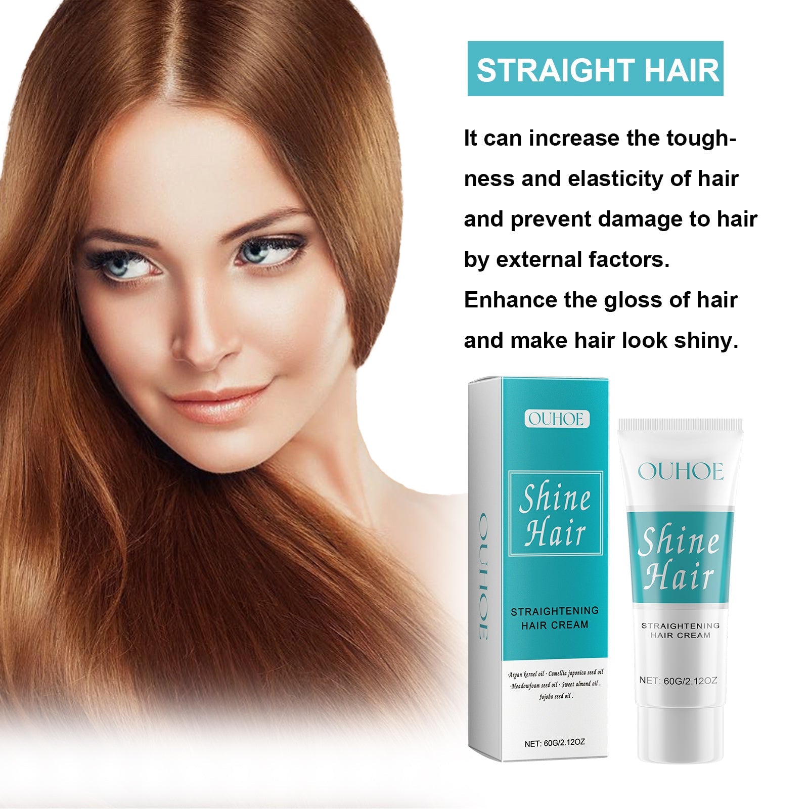Straightening Hair Cream, Repair Damaged Dry Split Hair Smoothing Straightening Mask