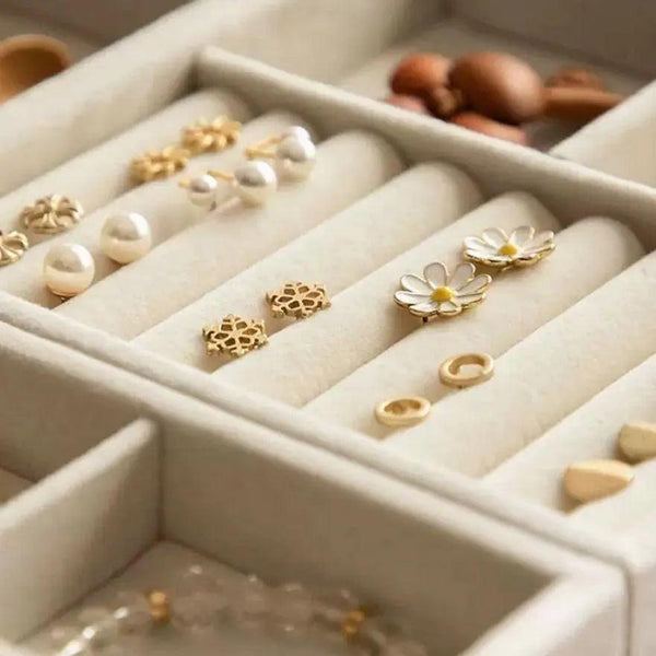 Plush jewelry storage box jewelry box rings earrings bracelets necklaces storage display shelf