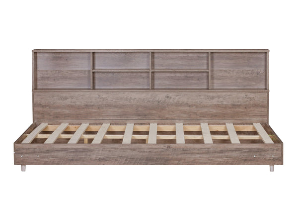 Full Size Daybed Frame with Storage Bookcases Wood Light Oak