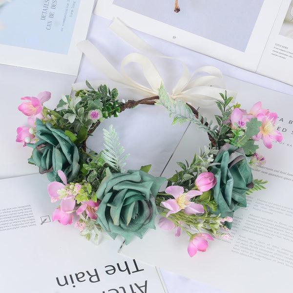 Super Fairy Girl Bride Scenic Area Photography Flower Wreath Hair Accessories Handmade Silk Flower Wreath Headwear