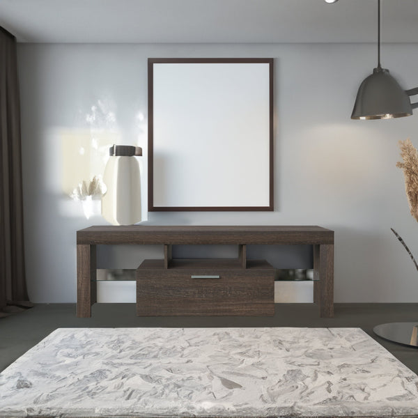 20 minutes quick assembly brown simple modern TV stand Brown TV bracket with LED Color Changing Lights for Living Room