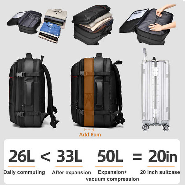 Men's Backpack Business Travel Backpack Large Capacity Expansion Multifunctional Vacuum Compression Backpack for Men