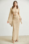 Eupheria Crochet Knit Trumpet Sleeves Dress