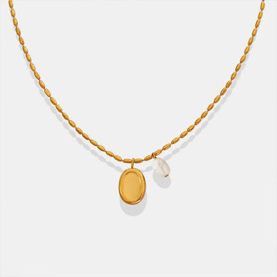 Elliptical brand niche commuting fashion titanium steel necklace women's collarbone chain