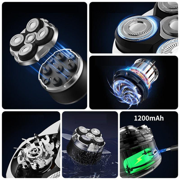 Full body wash 5-point shaver men's rechargeable shaver beard razor bald head machine