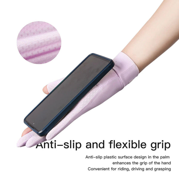 Cycling UV resistant thin breathable silicone anti slip touch screen sunscreen ice silk gloves