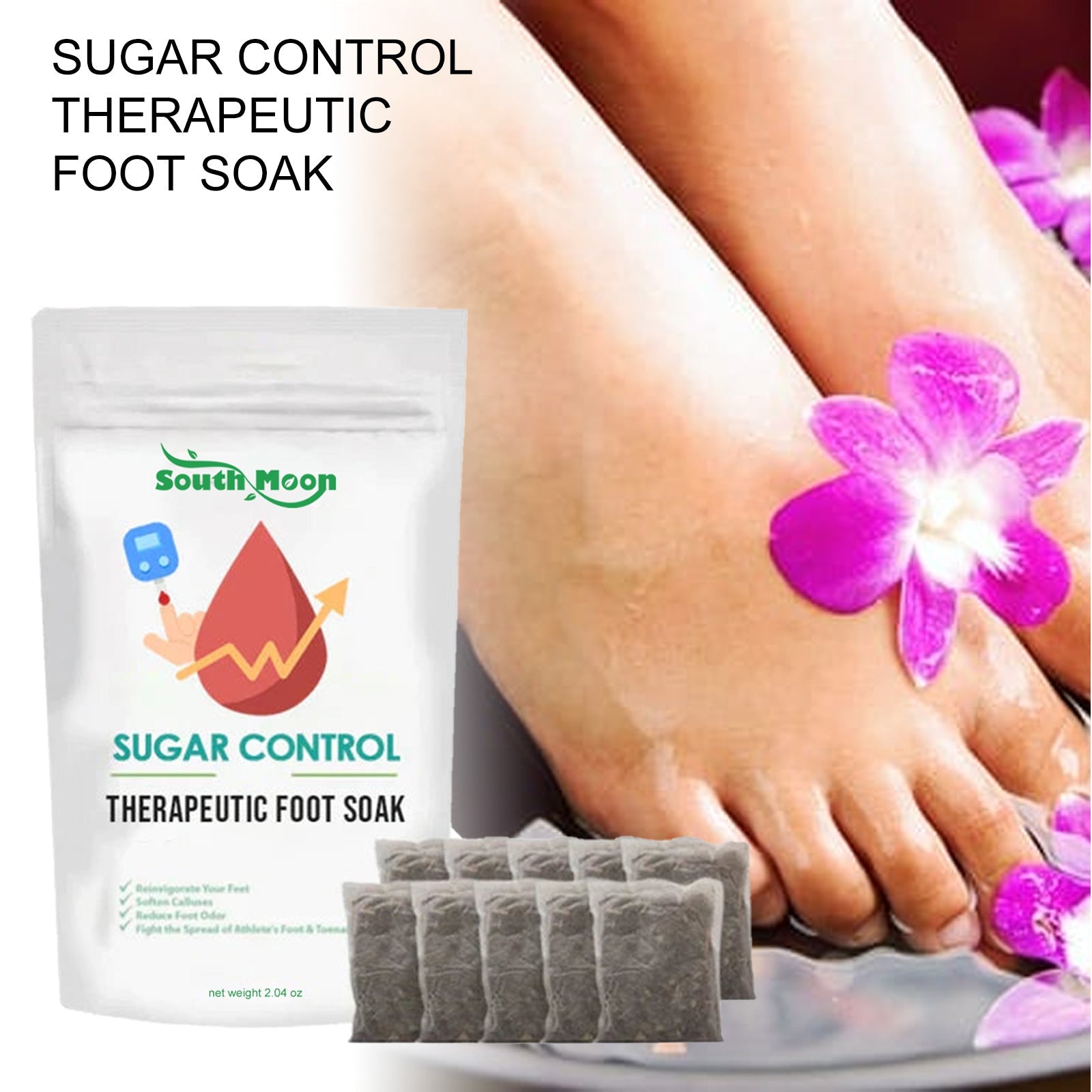 Sugar Control Therapeutic Foot Soak, Cleansing And Moisturizing Foot Skin Relieve Physical Discomfort Foot Bath Bag