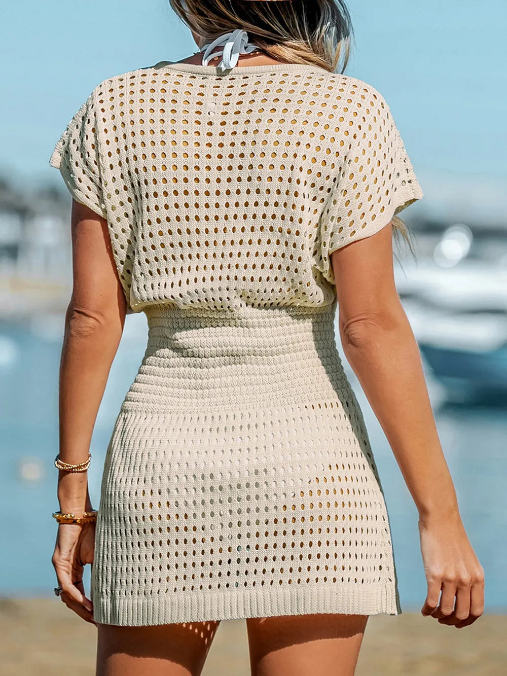 Summer beach dress women's beach vacation bikini swimsuit V-neck cover up sun protection suit