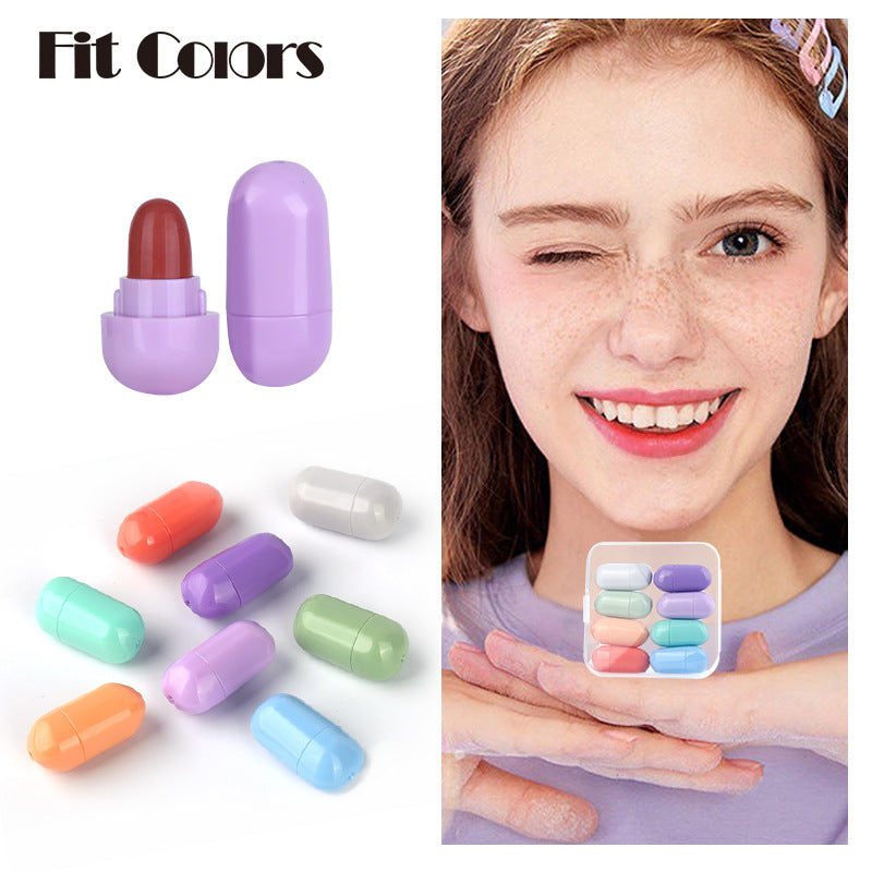 Fit Colors 8 Colors Chewing Gum Small Lipstick Matte Velvet Non-Stick Cup Mini Capsule Lipstick Set