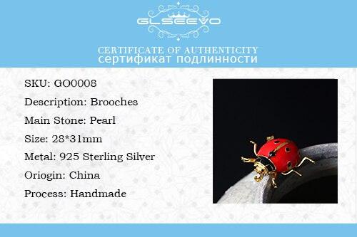 GLSEEVO 925 Sterling Silver Ladybug Brooch For Women Girls Daughter Gifts Cute Insectos Brooches Badge Handmade Jewellery