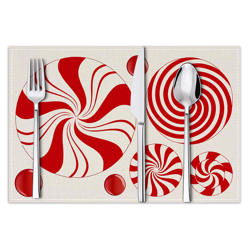 Christmas meal mat linen candy letter printed table mat living room dining table decoration insulation mat