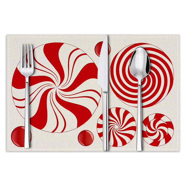 Christmas meal mat linen candy letter printed table mat living room dining table decoration insulation mat