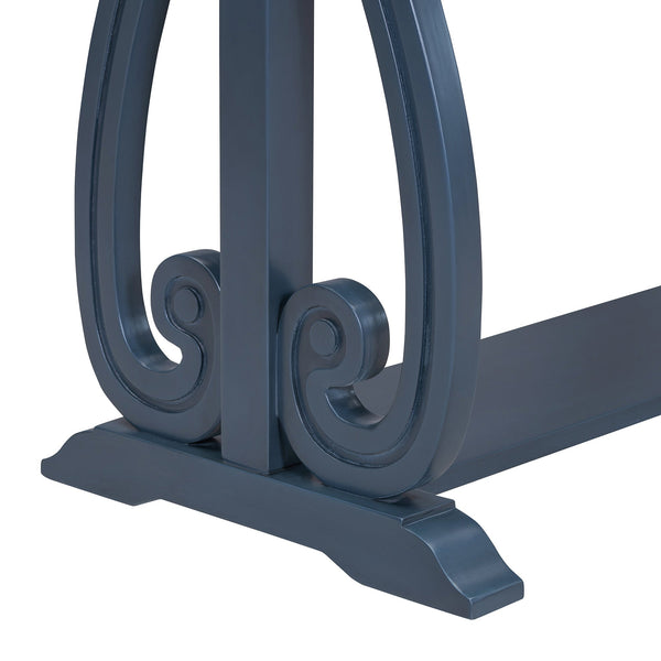 48-Inch Rustic Vintage Console Table --- Farmhouse Style Entryway Table with Open Shelf and Sturdy Construction (Navy)