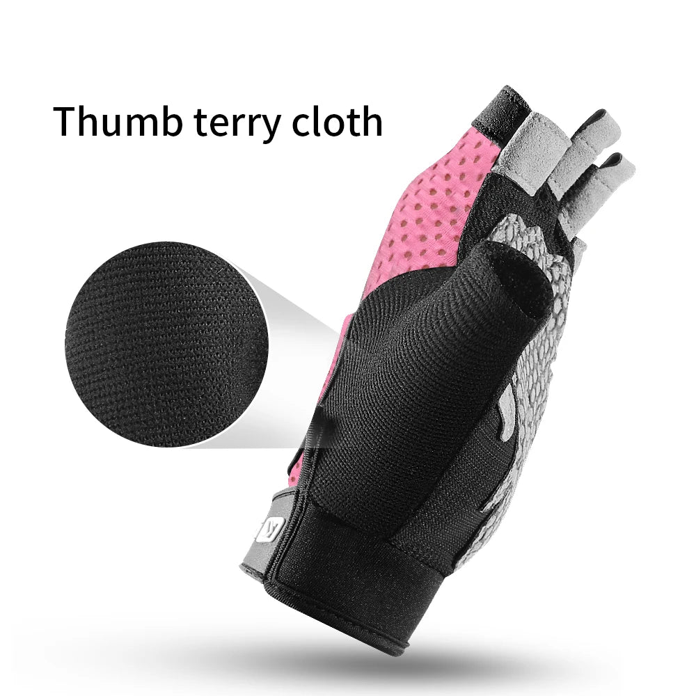 Outdoor sports fitness gloves anti slip and wear-resistant silicone half finger exposed riding gloves