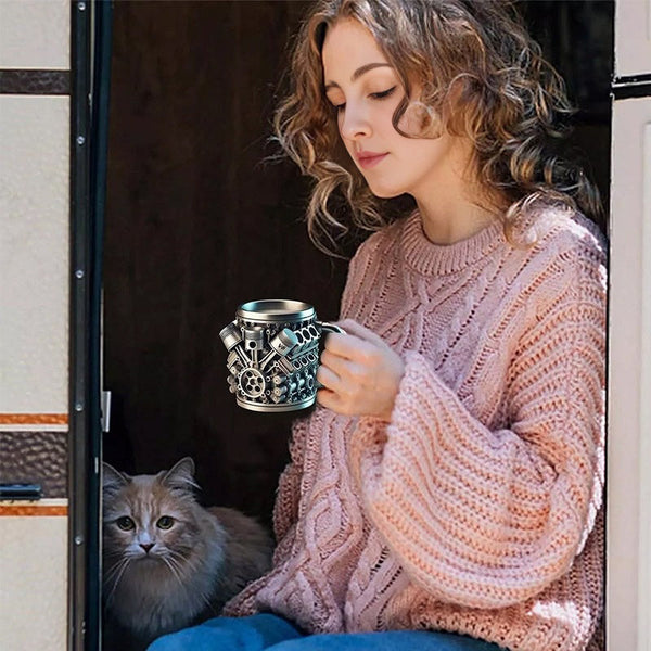 3D Engines - designed Stainless Steel Mug. Ideal for coffee/beer, a fun home & office drinking accessory.