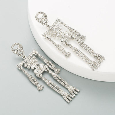 European and American style skull skeleton alloy inlaid rhinestone earrings female personality long exaggerated earrings earrings