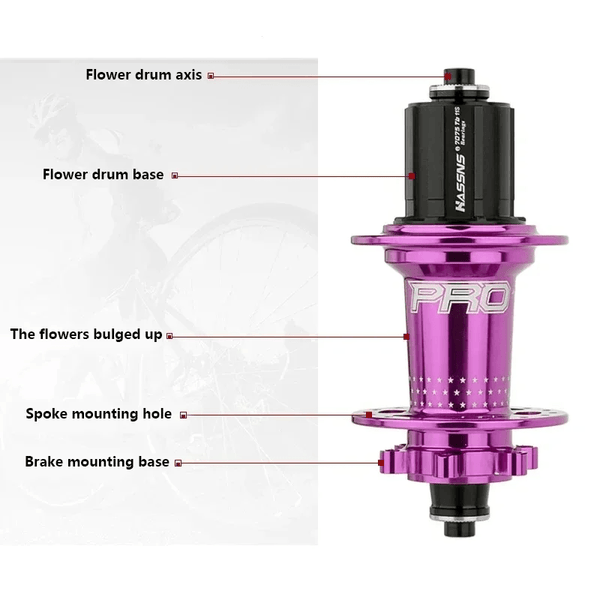 HASSNS PRO7 MTB Hub 32 Holes Bearing Bike Freehub Rear Hub Quick Release 32H Four Palin 7 8 9 10 11 12 Speed 6 Pawl Hubs