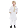 Middle Eastern teenage boy embroidered robe set - white / 110cm