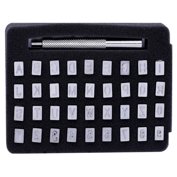 36 Pcs Steel Punch Alphabet Letter Number Leather Stamper Set 6mm Metal Punching Tools for DIY Leather Craft Making