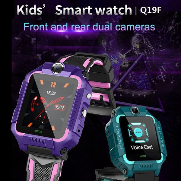 Q19 Dual Cameras Flip design waterproof Kids Smart Watch LBS Positioning SOS Mobile Phone Watch