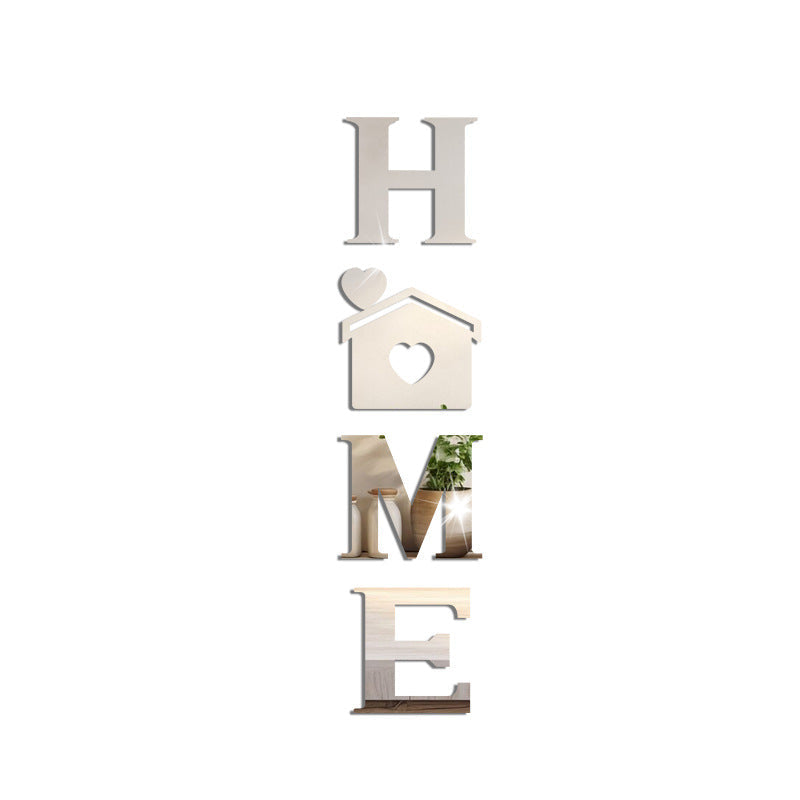 Acrylic Mirror Stickers: Home House Love Combo Bestseller Shein Soft Mirror Decorative Wall Stickers with Letter Hearts