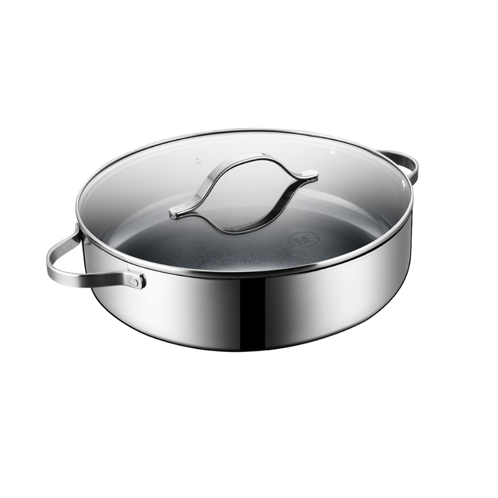 BE | LIVING Essential Series Stainless Steel Black Sauté Pan with Lid Ø 32 cm