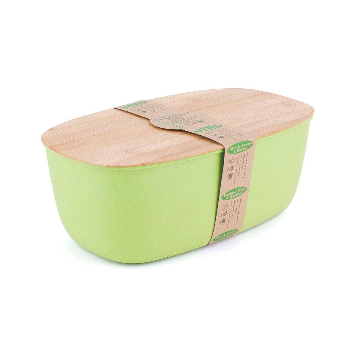 Bamboo fiber Large Bread Bin with Reversible lid -Green Bin