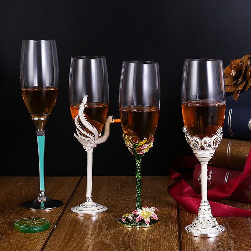 Crystal glass champagne glasses household high footed glasses